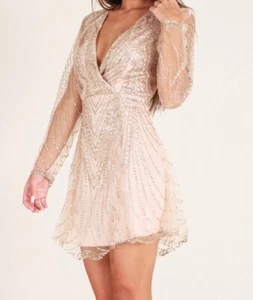 Showpo DREAMY NIGHTS DRESS IN GOLD SPARKLE Sequins Size 8 Cocktail Dance Party - Picture 1 of 18