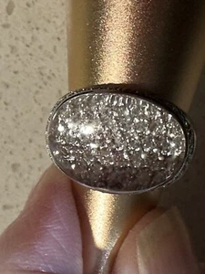 Diamond Ring W Crystal Dome. 18kt White Solid Gold Appx  1 Ct Full  Sz 7.5 - Picture 1 of 16