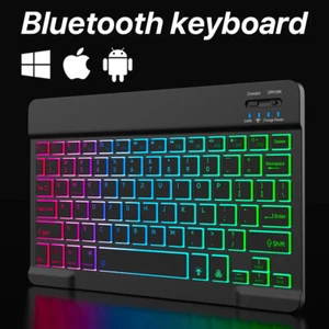 QWERTZ Beleuchtet Bluetooth Tastatur Für iPad Android & Windows IOS Tablet iPad - Bild 1 von 8