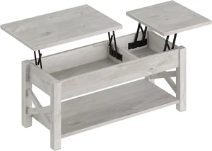 Coffee Table 47.2", 2 Way Lift Top Farmhouse Center Table with Hidden Compartmen - Picture 1 of 12