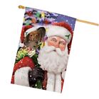 Christmas Santa with Presents and Russian Toy Dog House Flag Outdoor Decor