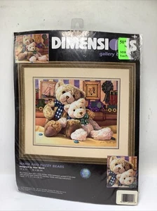 Dimensions Teddy Bear Kit Unopened Warm and Fuzzy Bears 14" x 11" Vintage 2000 - Picture 1 of 8