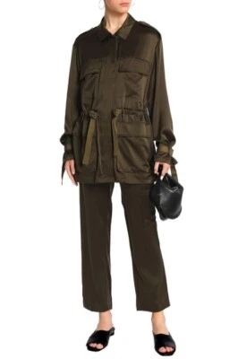 Pantalones informales de seda Theory verde militar nuevos sin etiquetas talla 6 precio de venta sugerido por el fabricante: 367 USD Foto 1 de 4