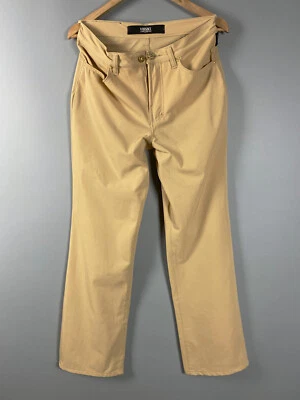 Pantalones de mezclilla Versace Jeans Couture para mujer beige dorado con logotipo grande talla 31 45 Foto 1 de 4