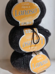 Black Baby Alpaca 3x 50g LANOSO Yarn 4ply - Picture 1 of 5