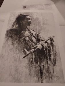Howard Terpning Profile Wisdom AP NATIVE AMERICAN ART CHIEF Rare INDIAN PRINT - Picture 1 of 14