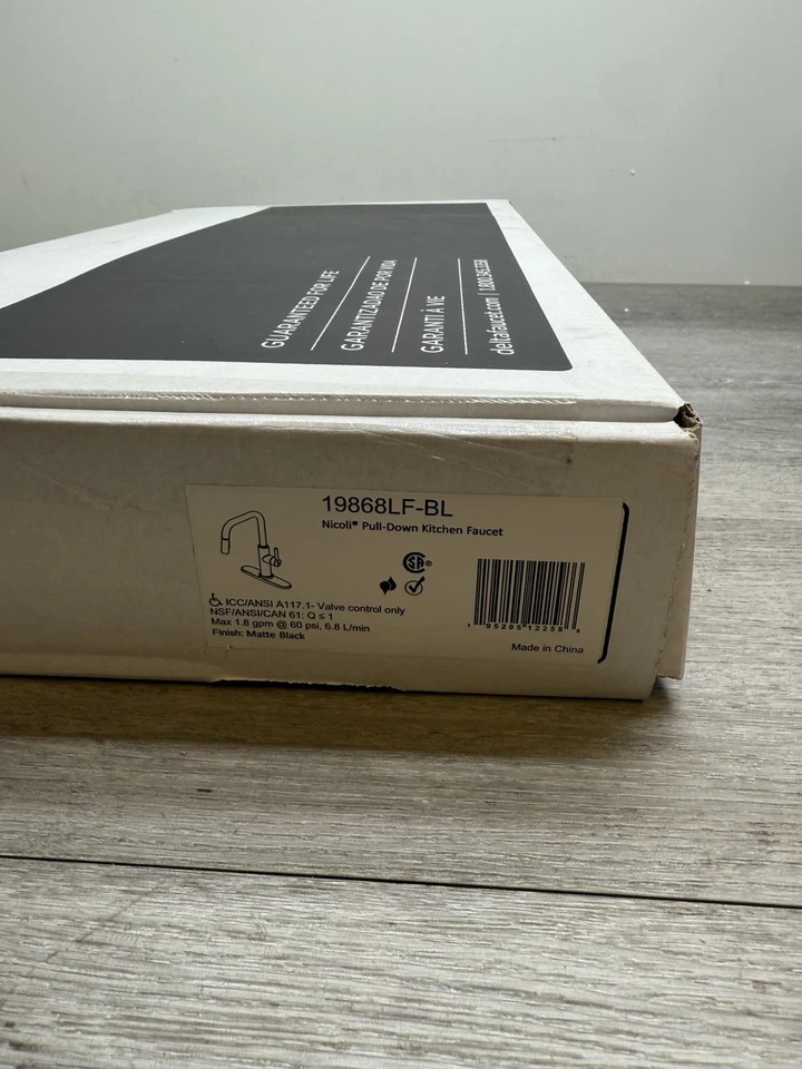 Delta 19868LF-BL Nicoli 1.8 GPM 1 Hole Pull Down Kitchen Faucet Black *Scratches - Image 1 of 4