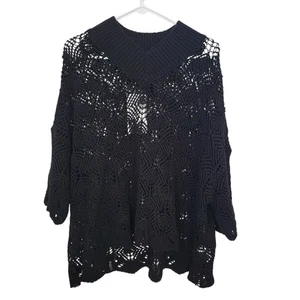 Suéter Zara Pointelle Tejido Capa Crochet Top Talla Grande Pequeño Mediano Pescador Nuevo con Etiquetas - Imagen 1 de 9