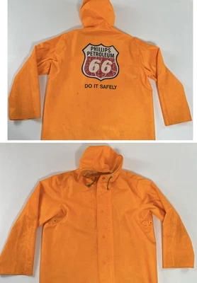 Chaqueta de lluvia de seguridad vintage Helly Hansen Phillips 66 para empleados de petróleo talla L Foto 1 de 4