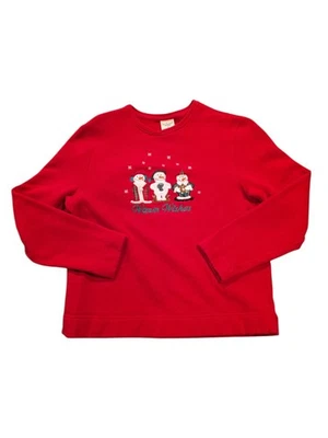 Bechamel Mujer’s S Rojo Navidad Sudadera Bordada Muñecos de Nieve Cálidos Deseos Foto 1 de 4