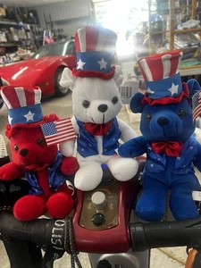 “FREE AMERICAN FLAGS” 3-AMERICAN RED, WHITE, &BLUE UNCLE SAM BEARS ( READ ! ! !) - Picture 1 of 11