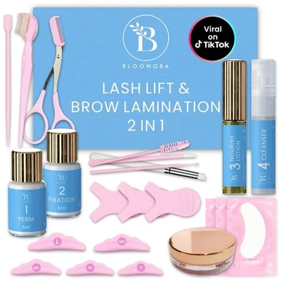 BLOOMORA Wimpernlifting Set, Augenbrauen Lifting Set, 2-in-1-Lösung, Brow Lifting Set