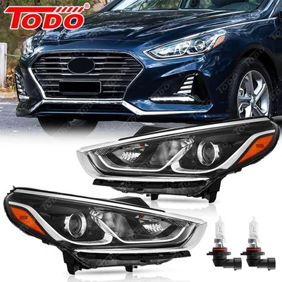 Pair For 2018 2019 Hyundai Sonata Halogen Headlight Assembly w/ Bulb Left Right - Image 1 of 4