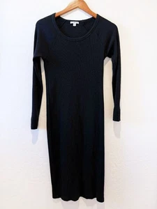 JAMES PERSE Women's Black Ribbed Knit Midi Dress sz. 0 XS / Small - Picture 1 of 5