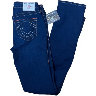 True Religion Billie Mid Rise Straight Dk Blue Jeans Size 27 NWT - Image 1 of 4