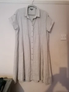 PHASE EIGHT - ' Sarah ' Linen Shirt Dress - Label says 16- see measurements - Picture 1 of 9