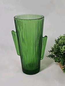 Vtg 16 oz. Libbey Saguaro Cactus Glass Green Tumbler 7” Tall 1970s Quality! - Picture 1 of 11