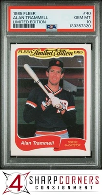 Fleer 1985 edición limitada #40 Alan Trammell Hof Pop 7 PSA 10 Foto 1 de 3