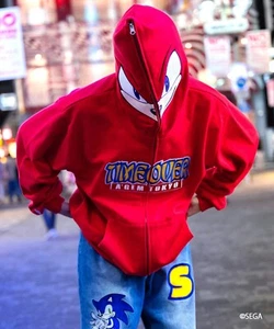 Sega Sonic the Hedgehog Knuckles the Echidna Shark Zip Hoodie Face Cosplay - Picture 1 of 5