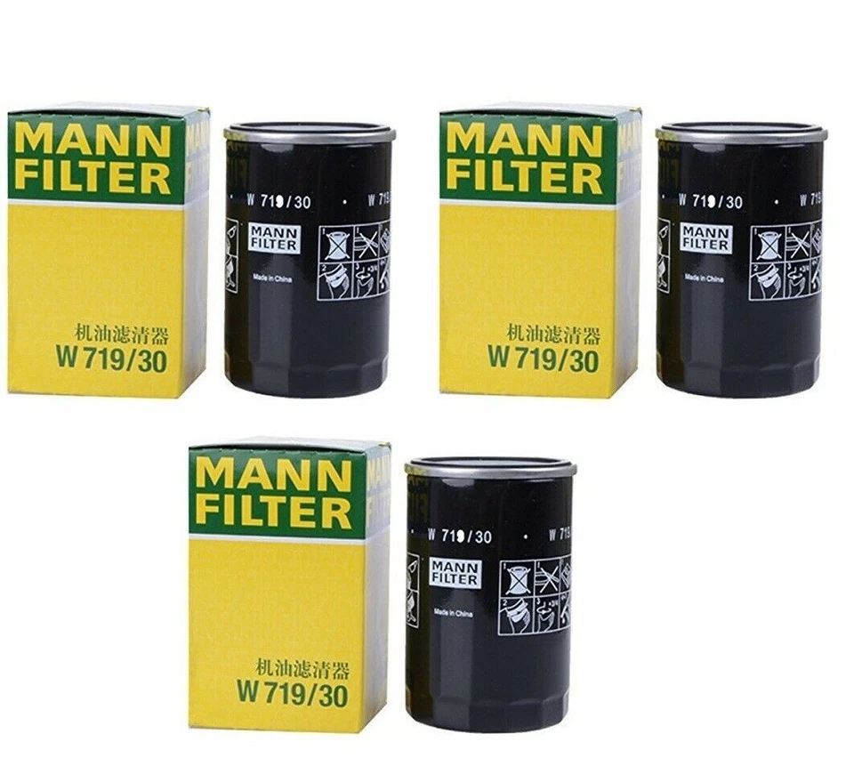 NUEVO Juego de 3 filtros de aceite de motor Mann W 719/30 para Audi 90 100 A4 200 TT S6 S4 Foto 1 de 1