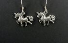 Unicorn prancing Dangle Sterling Silver 925 Pierced EARRINGS 