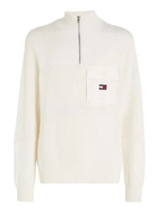 Tommy Jeans Troyer TJM REG MIX FABRIC TECH SWEATER suéter de hombre suéter blanco - Imagen 1 de 2