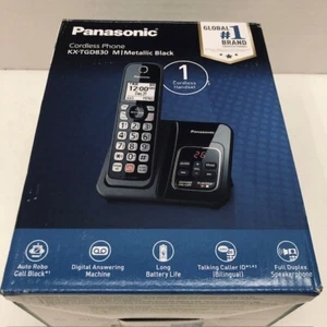 Panasonic Cordless Phone Answering Machine Expandable Call Block 1-Handset Black - Picture 1 of 13