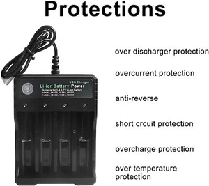 Baterías cargadoras de iones de litio de 3,7 V compatibles con puerto USB 4 ranuras baterías recargables - Imagen 1 de 14