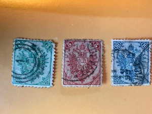 3 vecchi francobolli della Bosnia Erzegovina, 3, 5 e 10 Kreuzer emessi fine 1800 - Foto 1 di 2