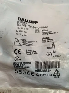 NEW OLD STOCK BALLUFF INDUCTIVE SENSOR BES 516-370-B0-C-PU-05 - Picture 1 of 2
