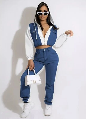 2 piece Set for women /  2 Piece Outfit With Short Jacket And Jeans/Pants /Small - Image 1 of 3