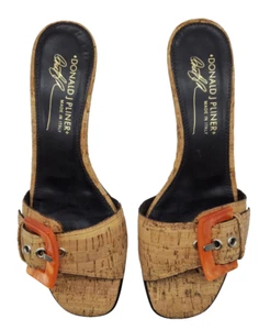 NWOB~Donald Pliner~Womens 6.5M~Cork Buckle Kitten Heel Sandles~MADE in ITALY - Picture 1 of 14
