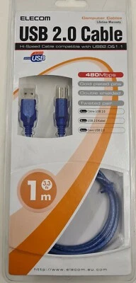 USB 2.0 CABLE 1M HI-SPEED CABLE COMPATIBLE WITH USB2.0 & 1.1 *D54 - Image 1 of 2