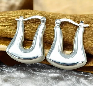 PENDIENTES ARO PESTILLO TRASERO LIGEROS DISEÑO ÚNICO PLATA ESTERLINA 925 1662 - Imagen 1 de 4
