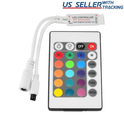 Inline IR Controller with 24 Key Remote for 12V RGB LED Strip Light - Image 1 of 4