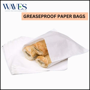 Greaseproof Paper Bags 7"x7" 8.5"x8.5" | Sandwich Takeaway Bakery Eco Food Bag - Picture 1 of 10
