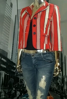 Blazer Luella For Target Rojo Blanco Azul Algodón Ajustado Rayas S Foto 1 de 4