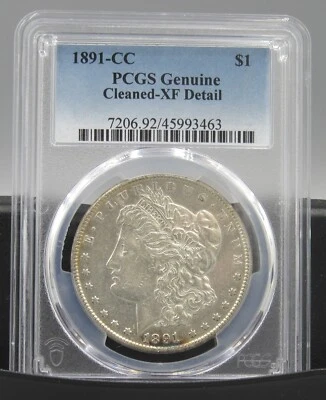 1891-CC Morgan Silver Dollar PCGS XF Cleaned Details - Image 1 of 2