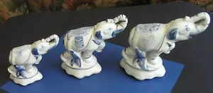 Elefante - Papà, mamma e bambino blu e bianco Cina - Foto 1 di 3