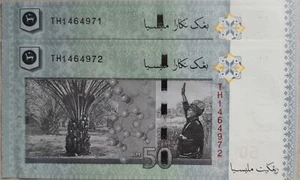RM50 Abdul Rasheed sign 2 pcs Running Number First Prefix Note TH 1464971 - 972 - Picture 1 of 2