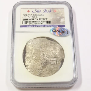 1610-13 P R NGC - SAO JOSE SHIPWRECK - BOLIVIA - Silver Eight Reales 8R #45852A - Picture 1 of 2