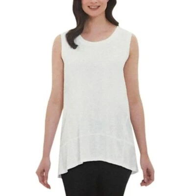 NUEVO Top Adrienne Vittadini Damas’ Alto-Bajo Sin Mangas Tiza/Blanco Foto 1 de 4