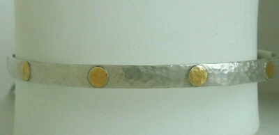 Новый $960 Gurhan из чистого серебра полуночный браслет 24K желтое золото хлопья точек L - Изображение 1 из 4