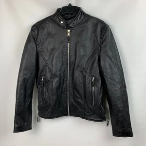 Street & Steel Scooter Moto Jacket Black Leather Pockets Zip Out Lining Size S - Picture 1 of 15