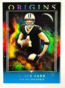 Tarjeta Paralela 2023 Panini Origins Derek Carr AZUL SP #/99 ¡Estrella de Santos! - Imagen 1 de 3