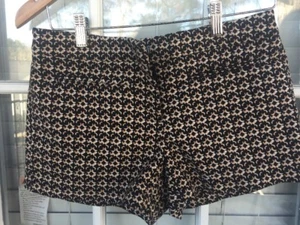 NWOT CYNTHIA ROWLEY BLACK CREAM COTTON SHORTS SIZE 2 - Picture 1 of 6