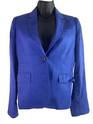 Blazer escolar J Crew para mujer manga larga cuello muesca lino azul talla 0 Z23 Foto 1 de 4