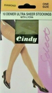 Cindy Select One Size Ultra Sheer 10 Denier Vintage Stockings in a Diamond Shade - Picture 1 of 1