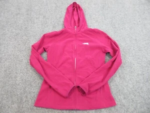North Face Sweater Womens Small Pink Logo Outdoors Full Zip Fleece Hooded Ladies - Picture 1 of 13