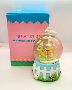 Silvestri Musical Snowglobe Easter Parade Bunny Cart Original Box - Picture 1 of 11